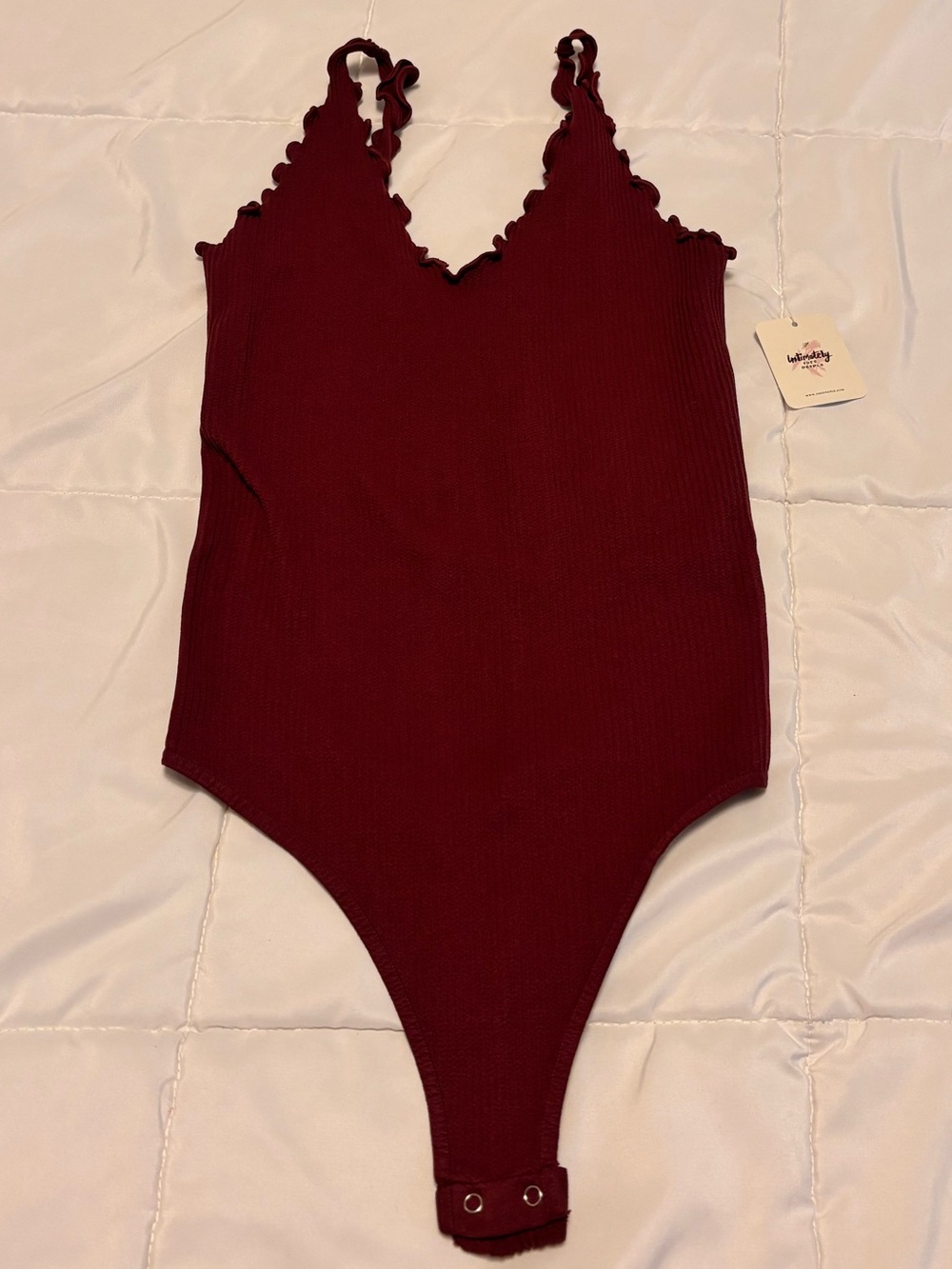 Free People Ribbed Lace-Trim Bodysuit